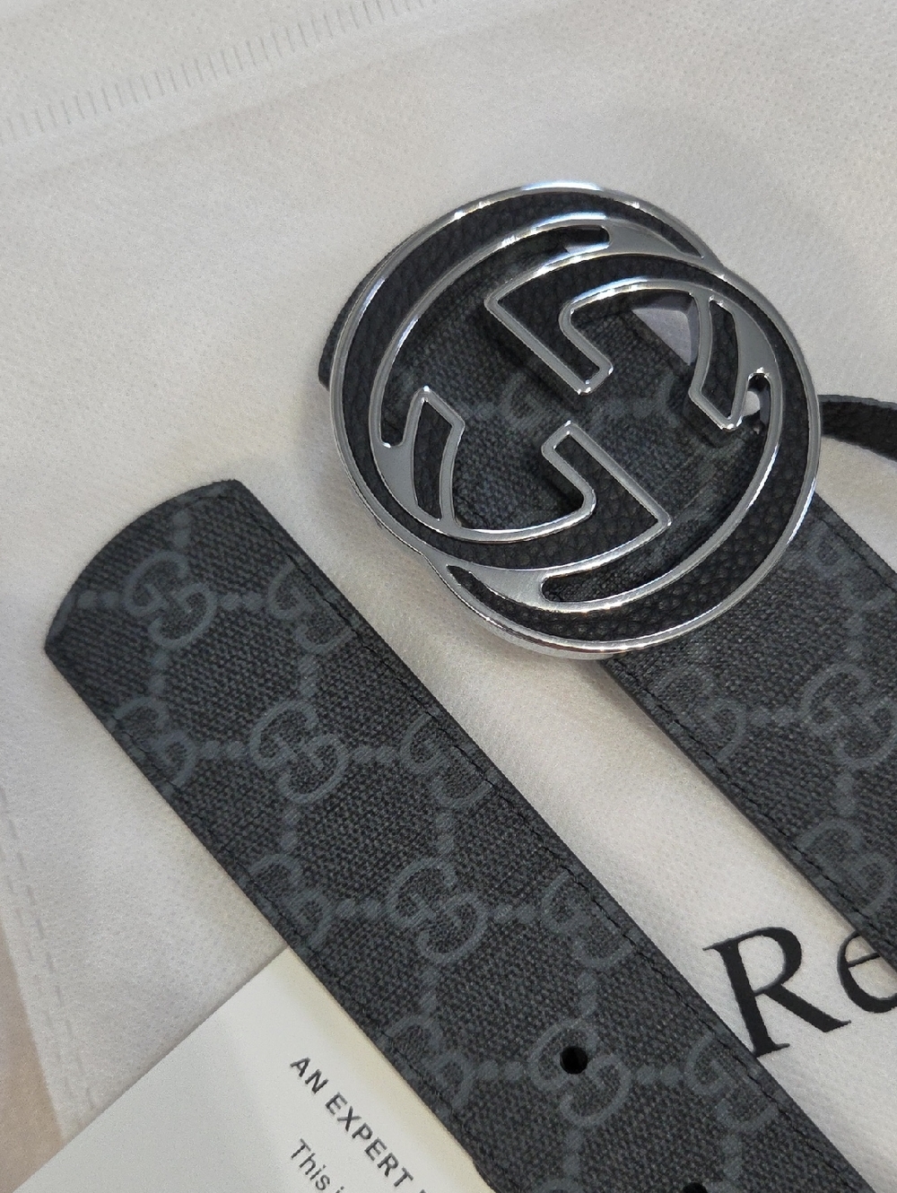 Gucci Reversible Black Leather Monogram Belt GG 95cm - Picture 7 of 16